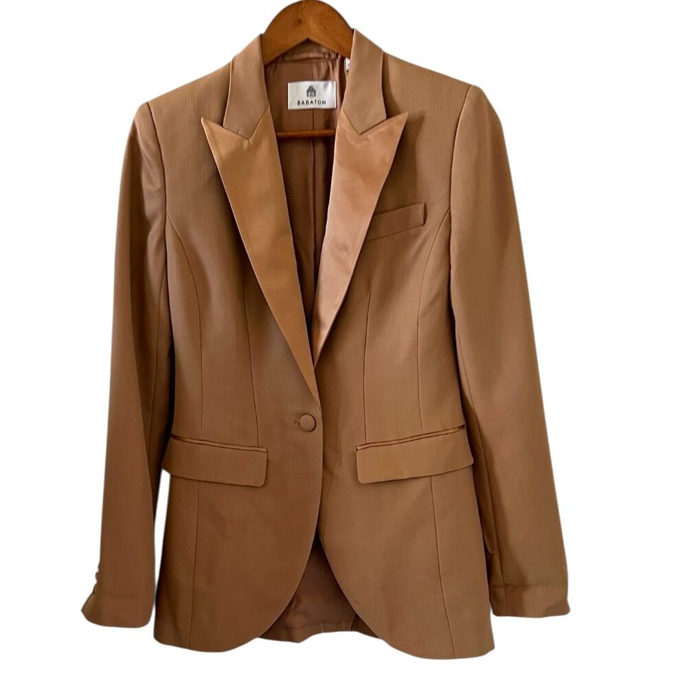 Babaton Virgin Wool Slim Fit Construct Blazer In Saville Size 2